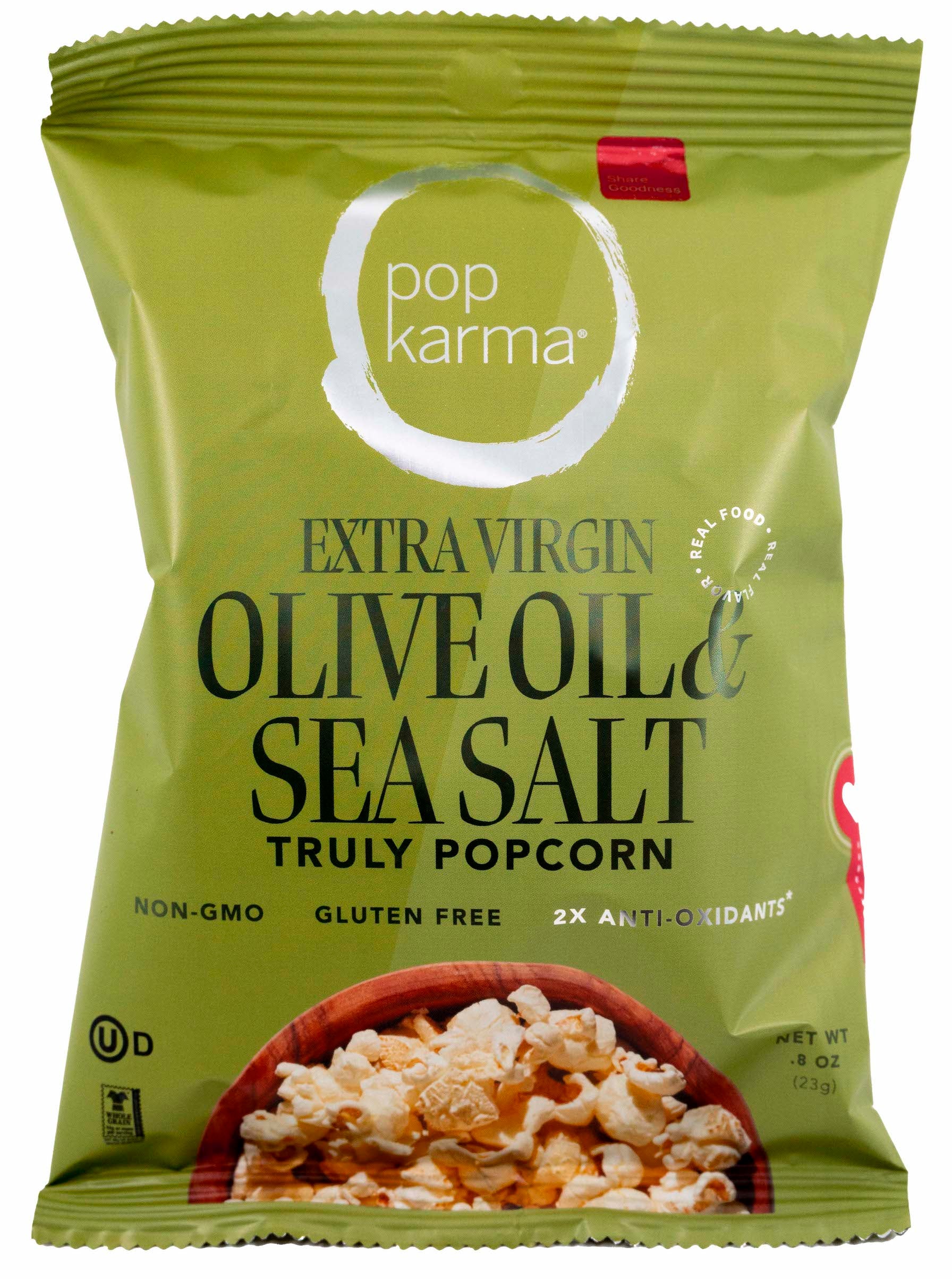 Pop Karma Extra Virgin Olive OIl and Sea Salt Popcorn, Kosher